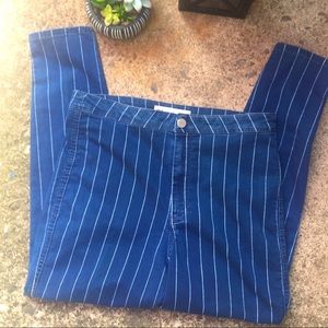 ASOS High Waist Blue White Striped Denim Pant, 14